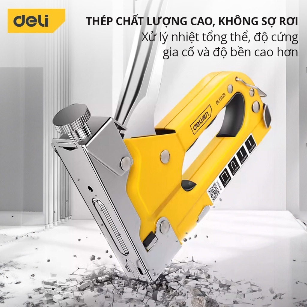Súng bắn ghim Kìm bắn đinh ghim DELI TOOLS cầm tay mẫu mới có tăng lực, đa năng, tiện dụng
