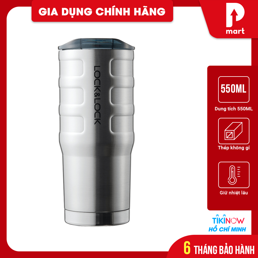 Ly Giữ Nhiệt Thép Không Gỉ Bumper Tumbler Lock&amp;Lock LHC4139SLV (550ml) - Bạc