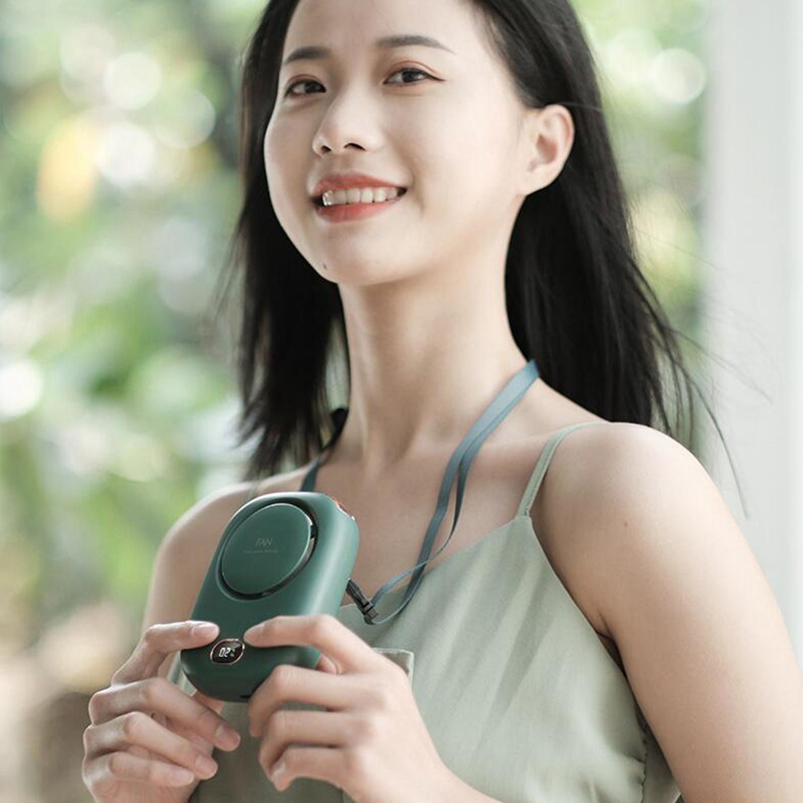 2 Set Mini Neck Fan Portable Personal Cooling Fan USB Rechargable