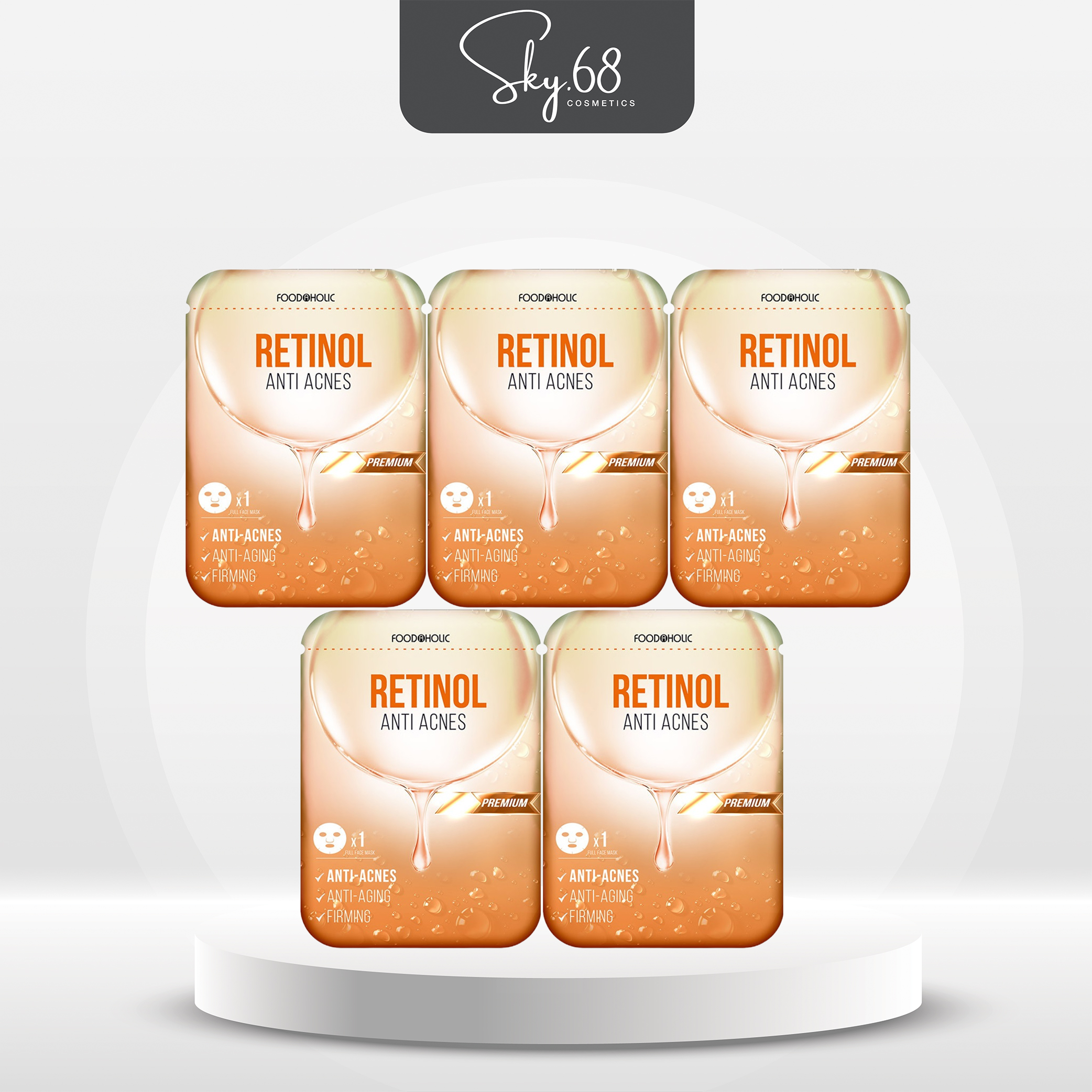 Combo 5 Mặt nạ ngừa mụn, tái tạo da Foodaholic Retinol Anti Acnes Mask 23ml x 5 - RETINOL