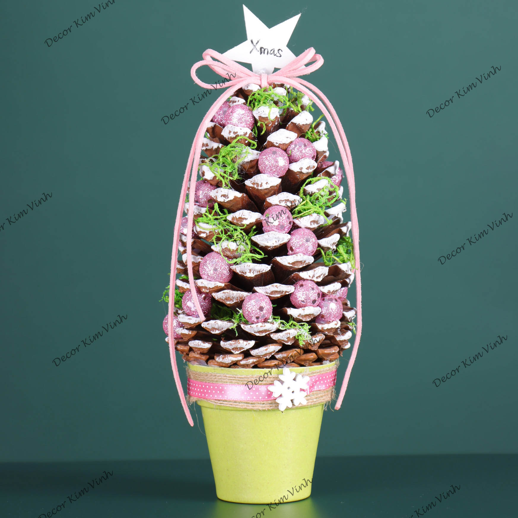 Chậu Quả Thông QT05 Để Bàn Trang Trí Giáng Sinh
