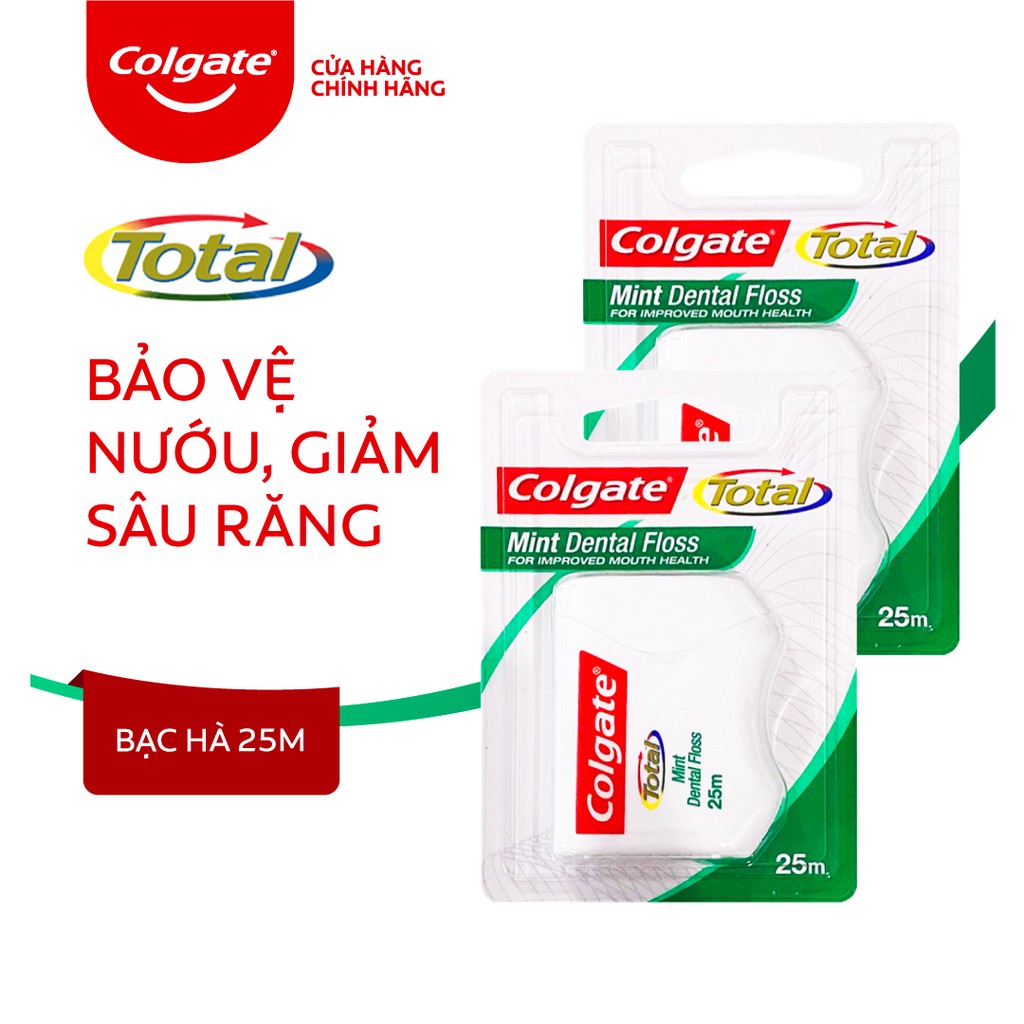 Bộ 2 hộp Chỉ nha khoa Colgate Total Dental Floss hương bạc hà