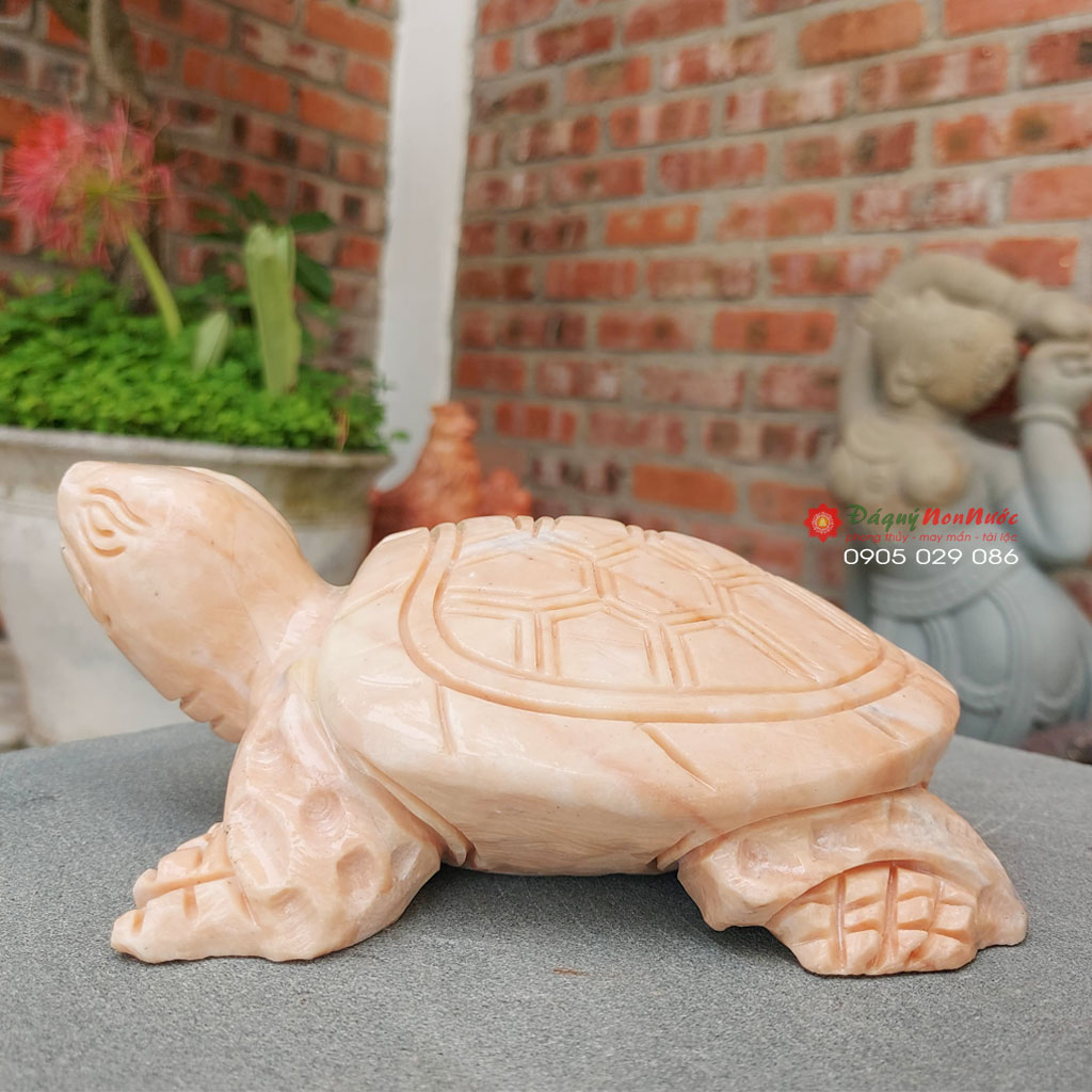 Tượng Rùa đá cà rốt 15cm đá Non Nước