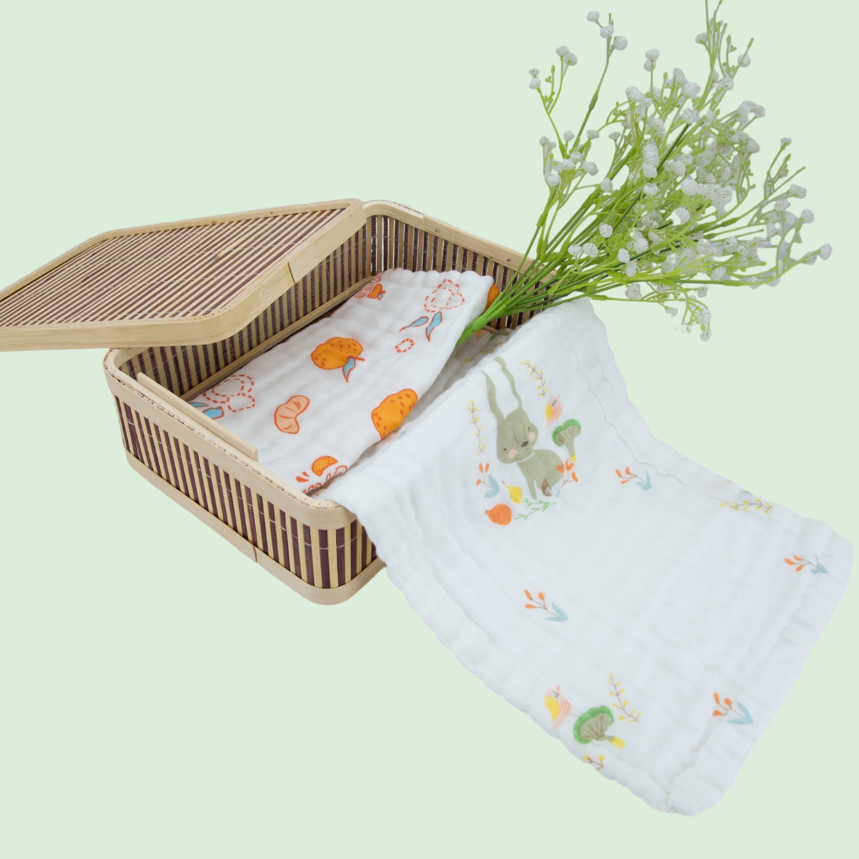 Set 2 khăn tắm Muslin cao cấp Miracle Baby cho bé mềm mịn, an toàn cho làn da bé kích thước 25x70cm