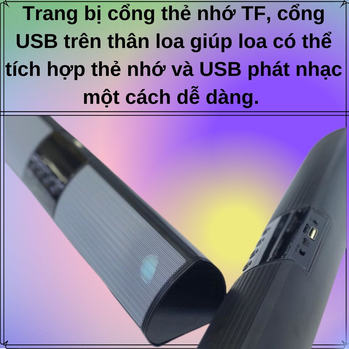 Loa Bluetooth A2 Nghe Nhạc 2 Loa 5W Công Suất Lớn, Bass Mạnh, Đèn Led Theo Nhạc Và Khe Cắm Thẻ Nhớ, USB, Đài FM