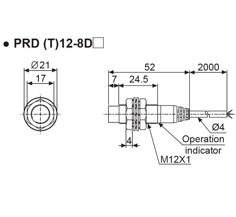 Cảm biến tiệm cận PRD12-8DN - Hàng nhập khẩu