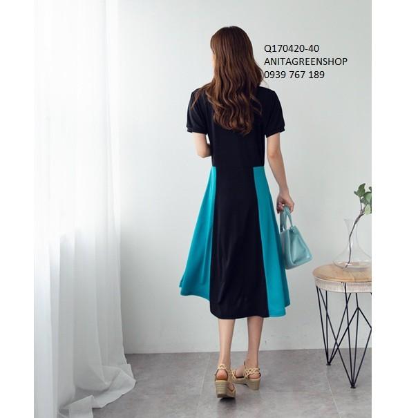 Q170420 ĐẦM THUN XÒE PHỐI MÀU