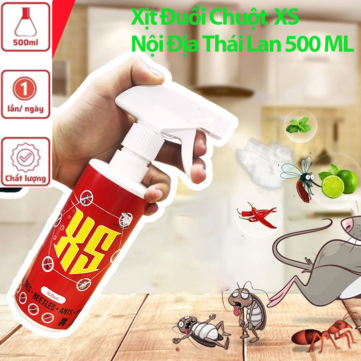 Chai Xịt Đuổi Chuột XS 500ML Xua Đuổi Chuột, Gián, Côn Trùng Nguồn Gốc Thảo Mộc- Xịt Đuổi Chuột, Côn Trùng, An Toàn &amp; Hiệu Quả Cho Người Dùng
