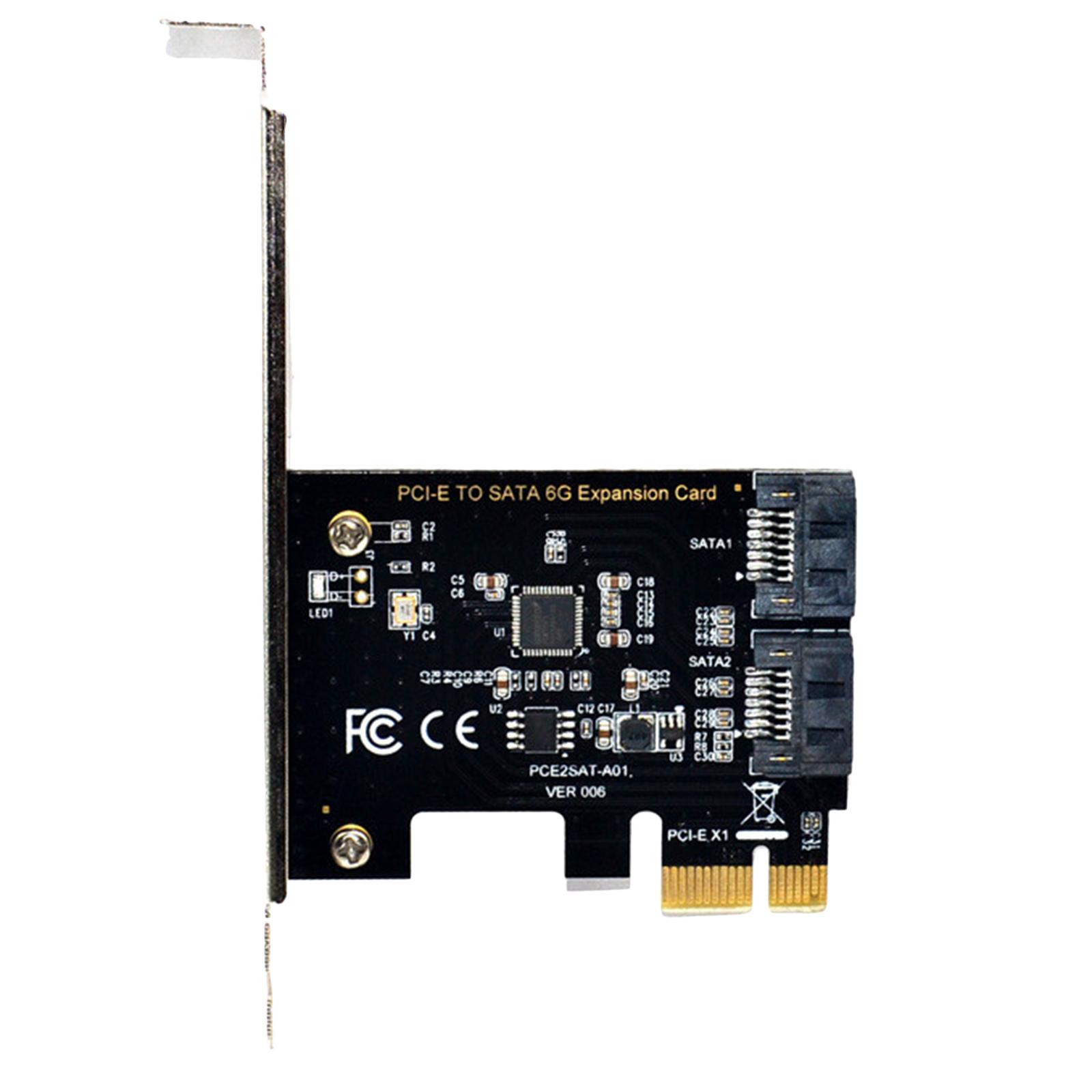 PCI-E Adapter to SATA3.0 2 Ports III 6G Expansion Card Plug Play