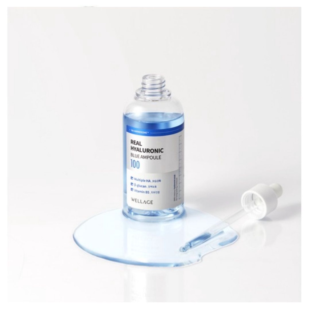 Tinh Chất Cấp Ẩm, Dịu Da Wellage Real Hyaluronic Blue Ampoule 100