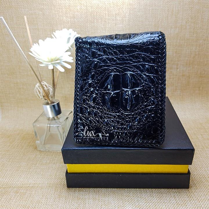 Ví Nam Da cá sấu LuxLeather LM1113 Đan Viền thủ công - Một mặt - Kiểu Ngang - Gù nguyên con