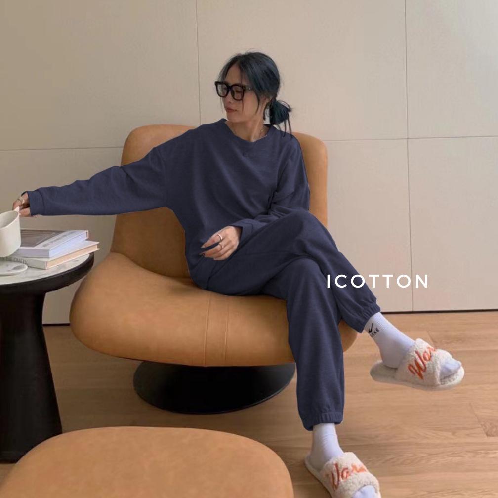 Bộ mặc nhà thu đông ️ iCotton ️ len tổ ong cao cấp, dày dặn, mềm mại, thoải mái cho nam và nữ