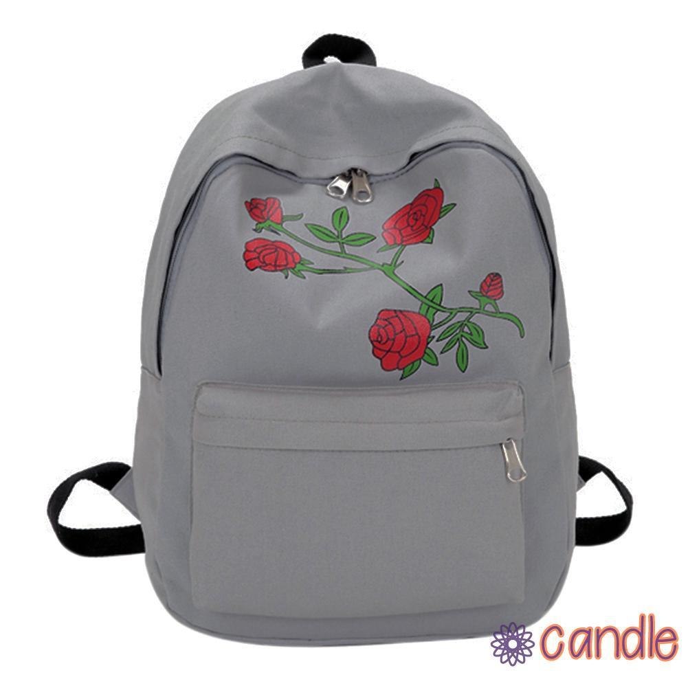 Ba Lô Đi Học Vải Canvas Thêu Hoa Xinh Xắn Cho Nữ