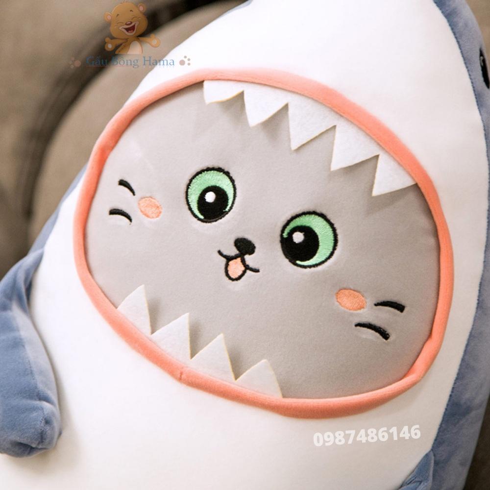 Gấu bông cá mập mặt mèo – Size từ 45 đến 110 cm  – Quà tặng thú nhồi bông baby shark siêu dễ thương – Gối ôm cho bé ngủ ngon