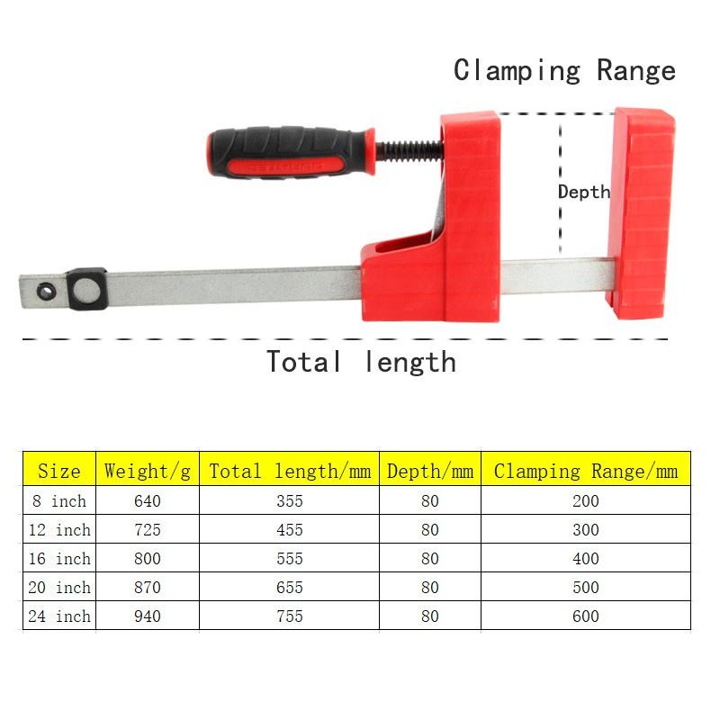 Kẹp cố định vật liệu gỗ 80mm 8-24 inch 1500N có thể điều chỉnh