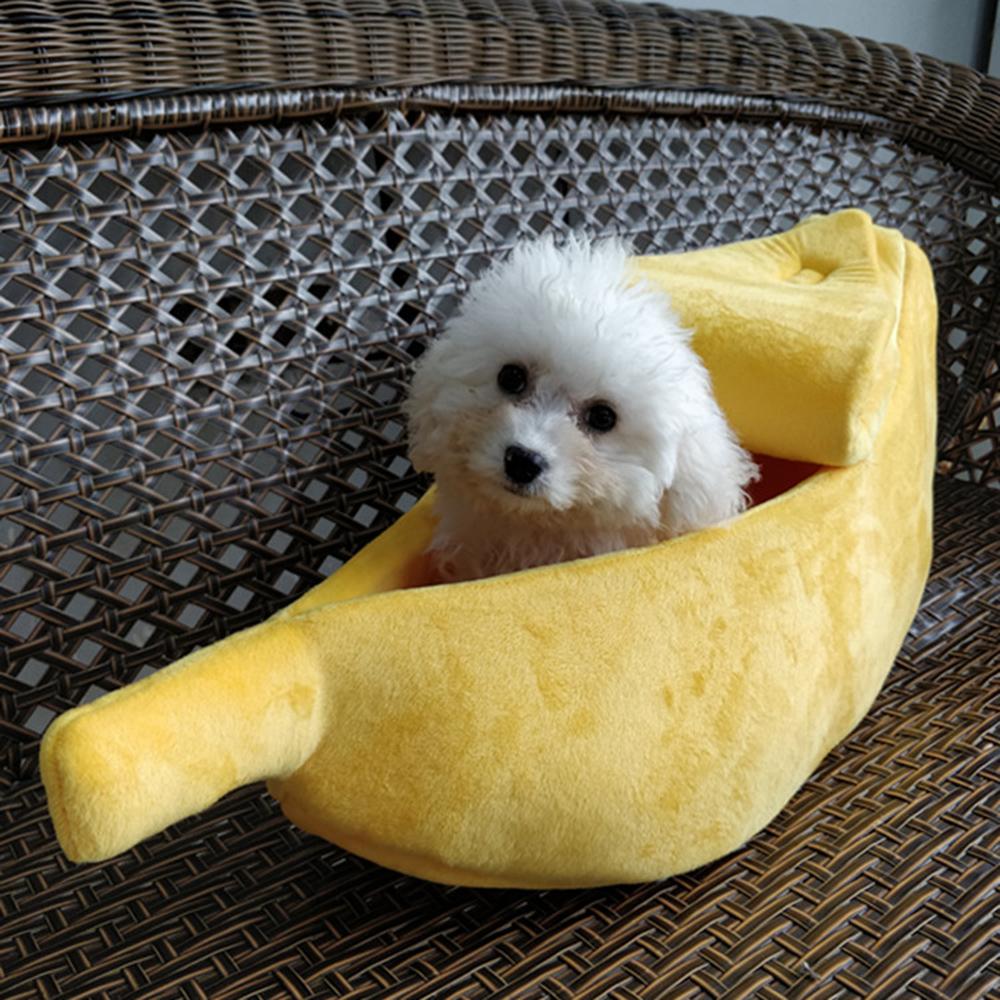 Giường Nhà cho Cún Con di động hình quả chuối có Đệm Cũi