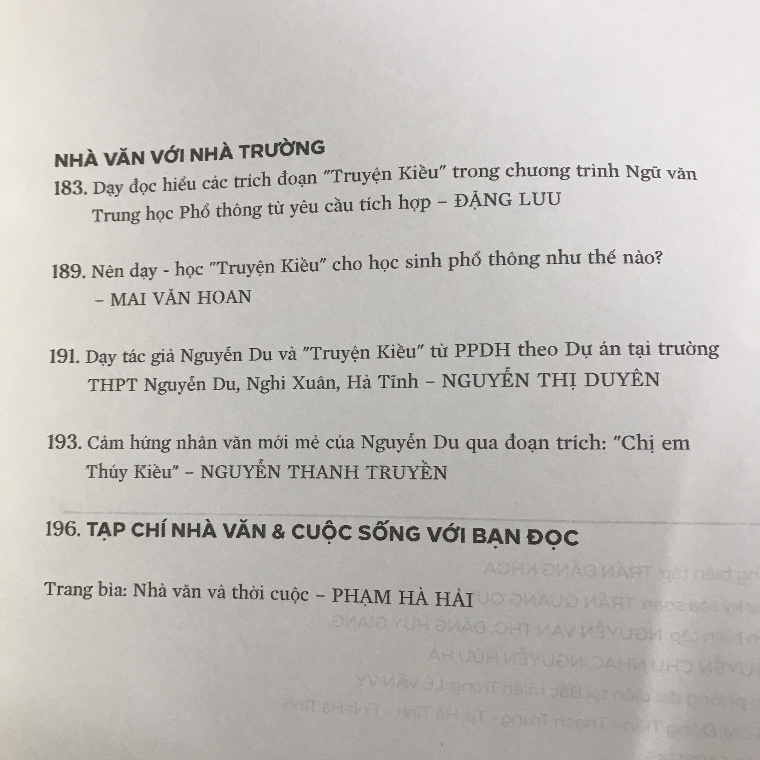 Tạp chí Nhà Văn và Cuộc Sống số 2 (Hội Nhà Văn Việt Nam)