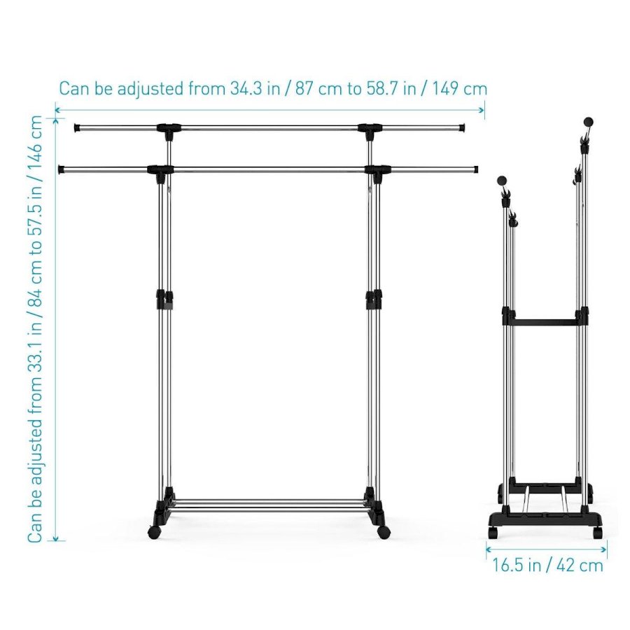 Giàn phơi quần áo lắp ráp 2 tầng inox