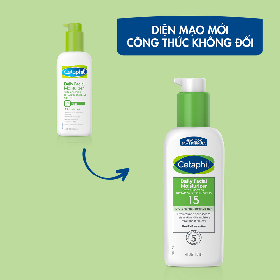 Kem dưỡng ẩm chống nắng cho da nhạy cảm SPF15 Cetaphil Daily Facial Moisturizer 118ml