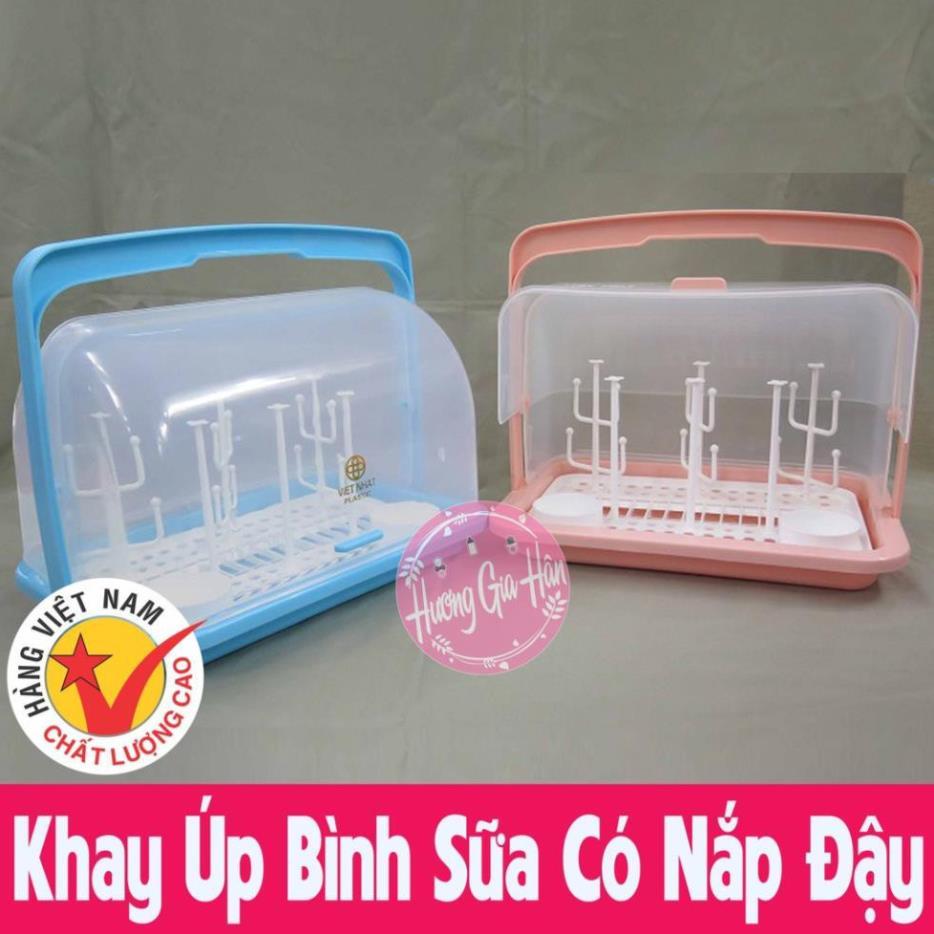 Khay Úp Bình Sữa Có Cây Úp Núm Ti Nắp Đậy Cỡ Đại - Hàng Việt Nam Chất Lượng Cao