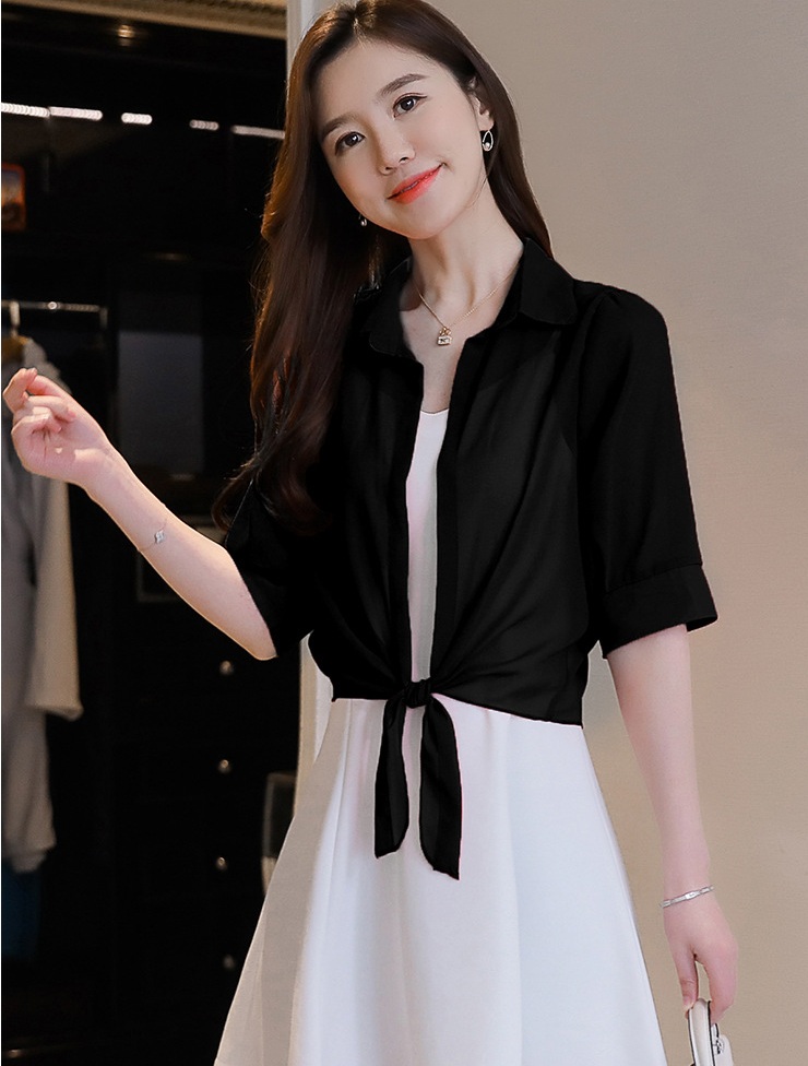 Áo khoác nữ, áo khoác voan cột tà cổ sơ mi, mềm mại, thoáng mát, khoác nhẹ bên ngoài, thanh lịch C150