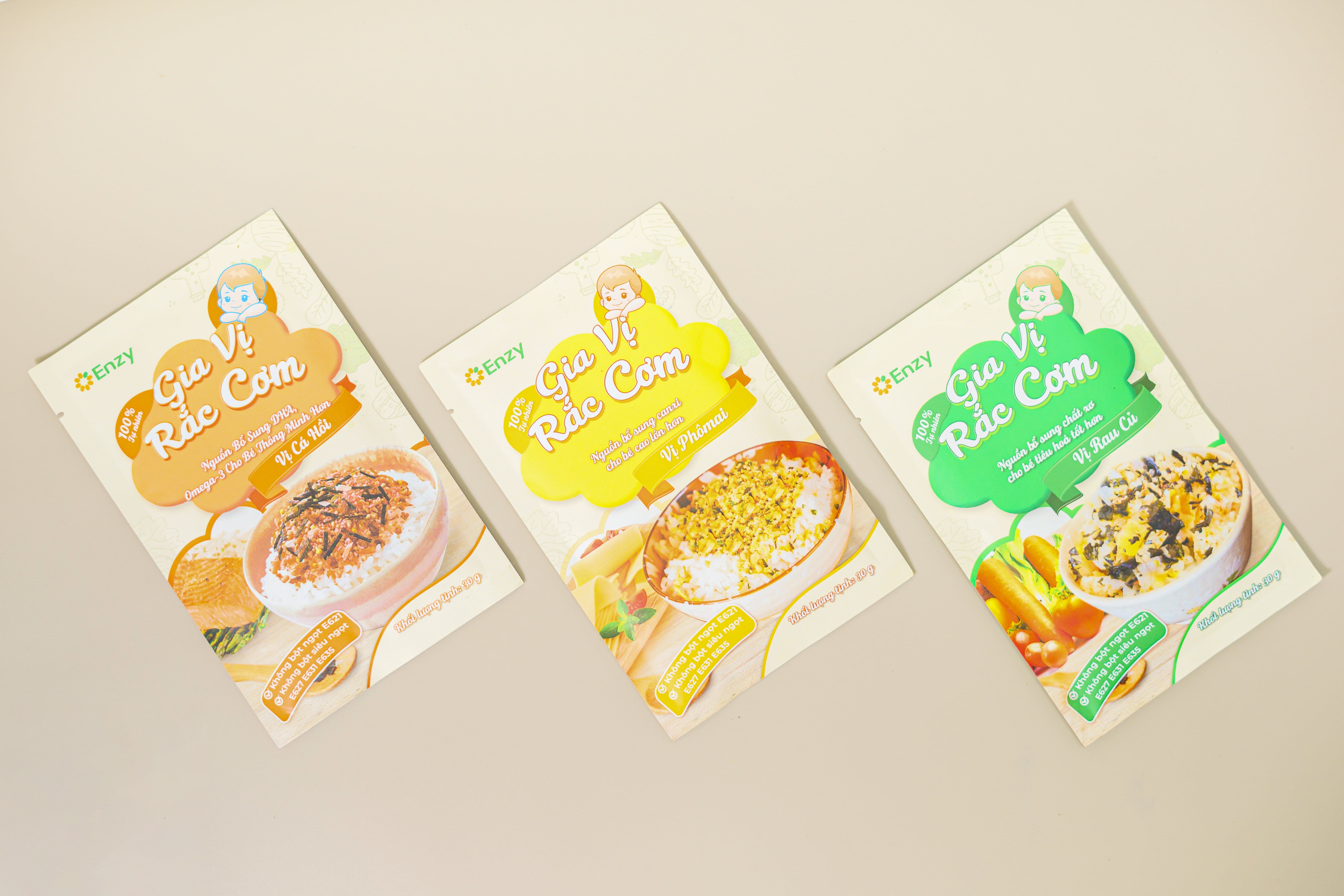 Gia vị rắc cơm Enzy, Gia Vị Rắc Cơm Cho Bé, Không Bột Ngọt, Phụ Gia, Thuần Tự Nhiên, Vị Phô Mai, Gói 30gr