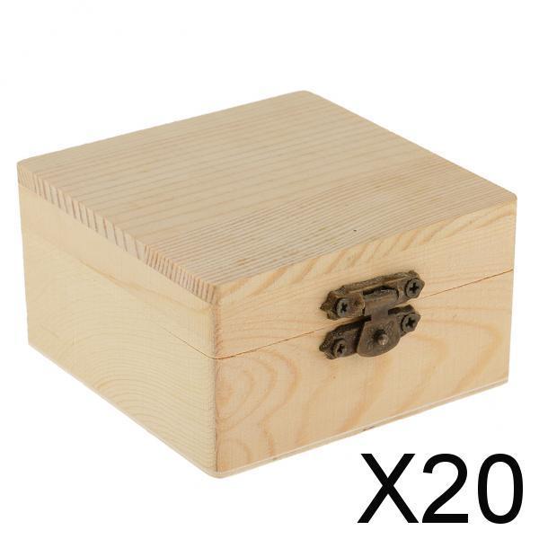20xSquare Shape Unfinished Wooden Jewelry Gift Box for Kids DIY Craft Toys