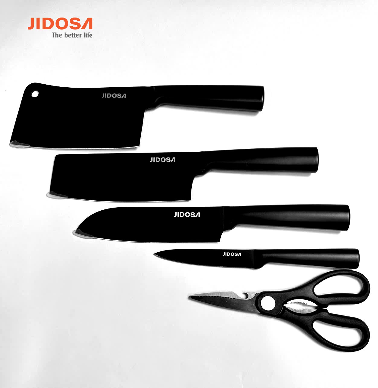 Bộ dao kéo 5 món cao cấp JIDOSA JD3600 đúc nguyên khối chắc chắn chịu lực bằng thép không gỉ