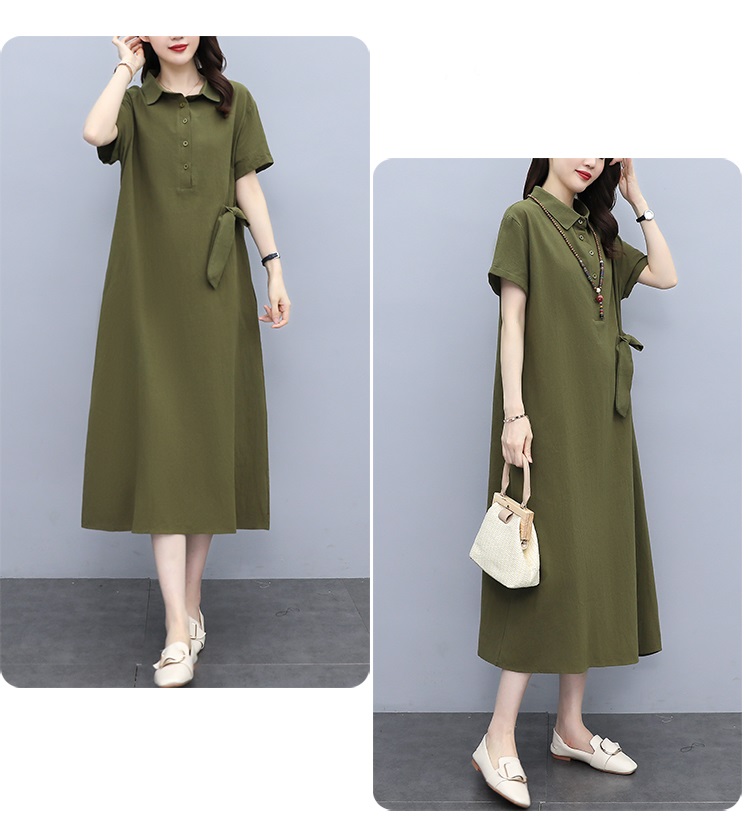 Đầm suông cỏ sơ mi linen công sở form rộng, 2 túi chéo siêu xinh, phong cách Hàn Quốc thanh lịch CS61