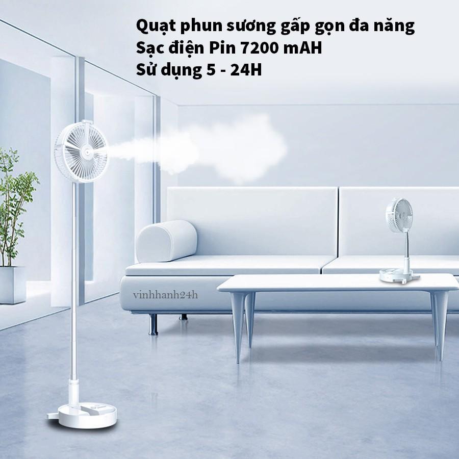 Quạt Phun Sương Gấp Gọn Pin Sạc 7200 mAH