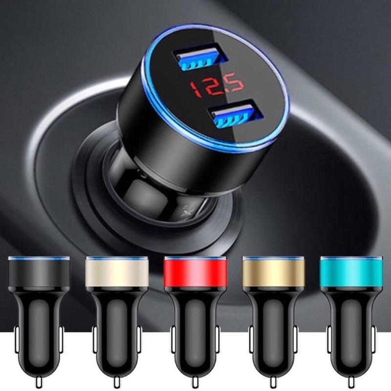 Tẩu Sạc Điện Thoại Nhanh 2 Cổng USB 3.1A Tích Hợp Màn Hình LED Cho Xe Hơi