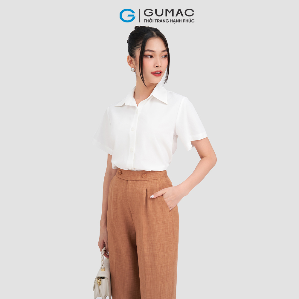Áo sơ mi trắng tay ngắn cơ bản GUMAC AD03043