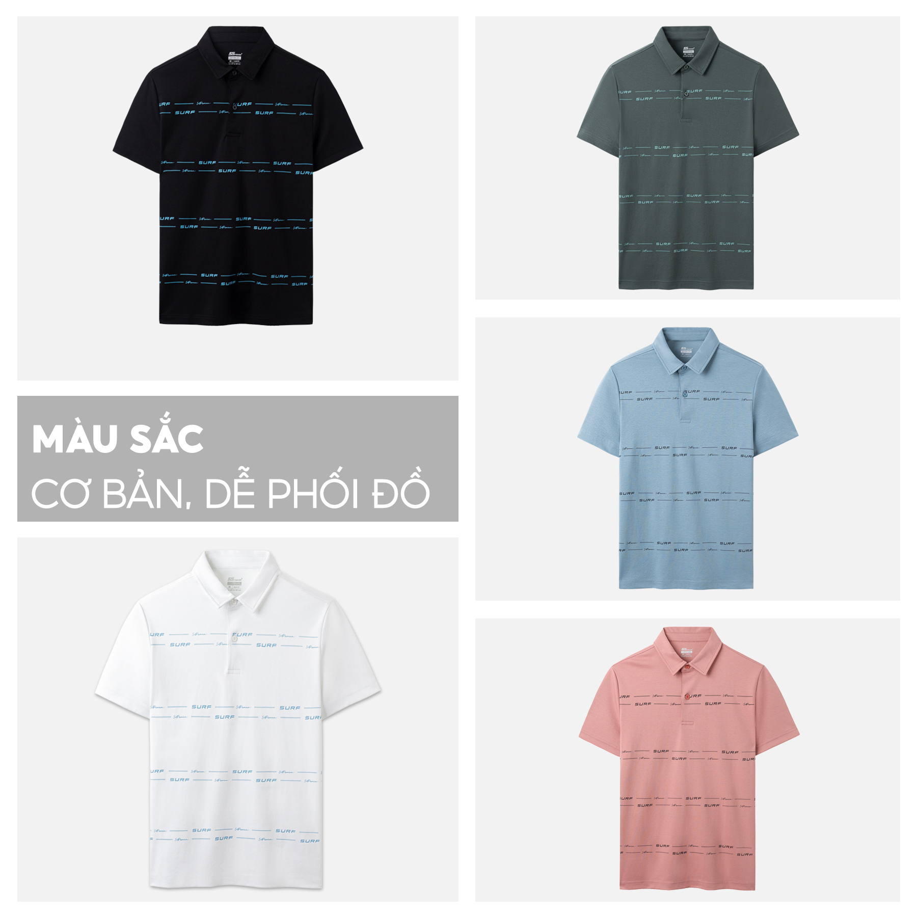 Áo Polo Nam 5S Thiết Kế, Chất Liệu Cotton USA Mềm Mịn, Thoáng Mát, Thấm Hút Tốt, In Tràn Phong Cách, Trẻ Trung (APC23033