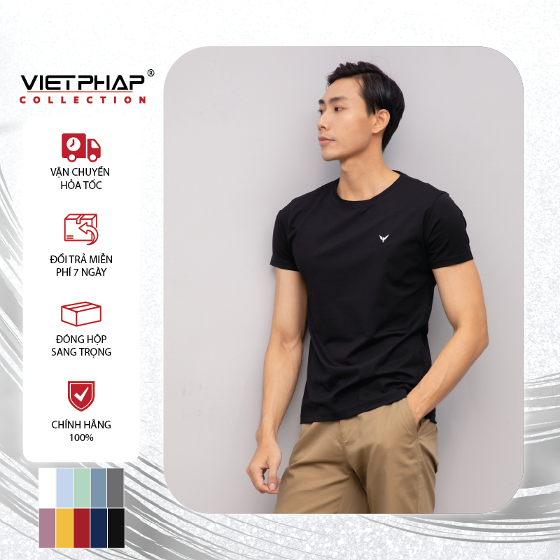 Áo Thun T-shirt Nam Cao Cấp VIỆT PHÁP/ Form Body - Chất liệu Cotton co giãn 4 chiều, thấm hút mồ hôi tốt 503