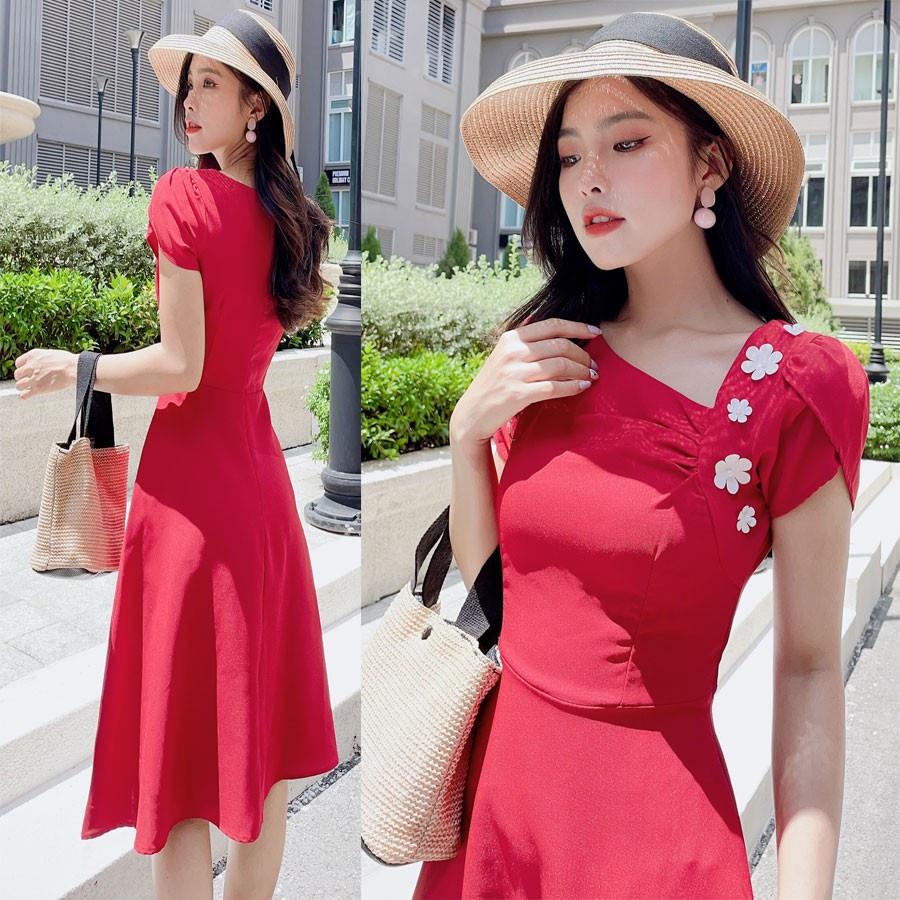 Đầm Váy Nữ Xòe Đính Hoa Sang Chảnh - QA00130