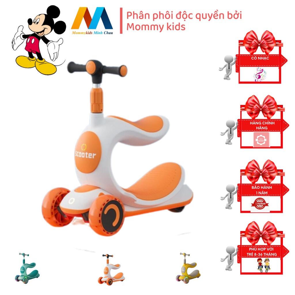 Xe trượt Scooter MOMMYKIDS MINH CHAU Cho Bé 3 in 1có đèn Led và Âm Nhạc tải trọng lớn vừa là bập bênh, se cút kit