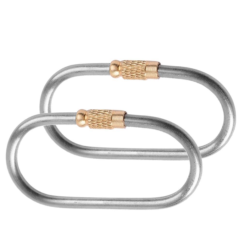 2-7pack 2 Piece D-ring Titanium Alloy Screw Lock Carabiner Clip Hook Keychain B