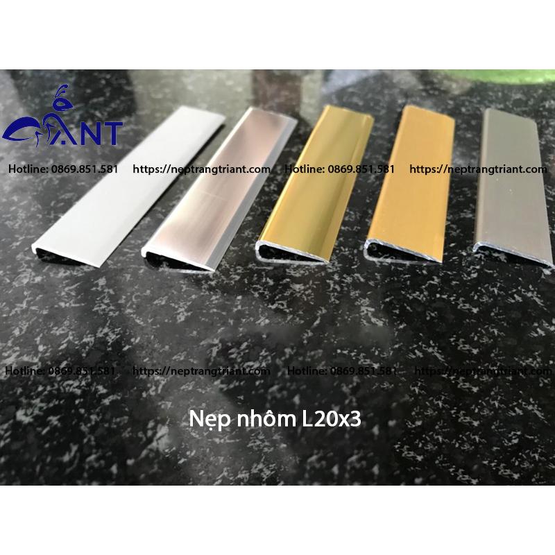 Nẹp nhôm L20x3, nẹp nhôm chữ L, nẹp trang trí nhôm, nẹp cầu thang,nẹp kết thúc sàn gỗ, thanh dài 2m5