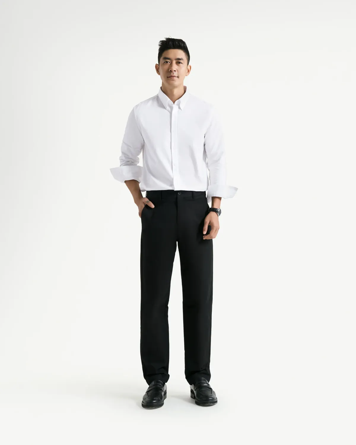 Quần vải / Quần tây nam màu Đen ống suông Form Slim - RT 10F24PFO044 | ROUTINE CÀ MAU