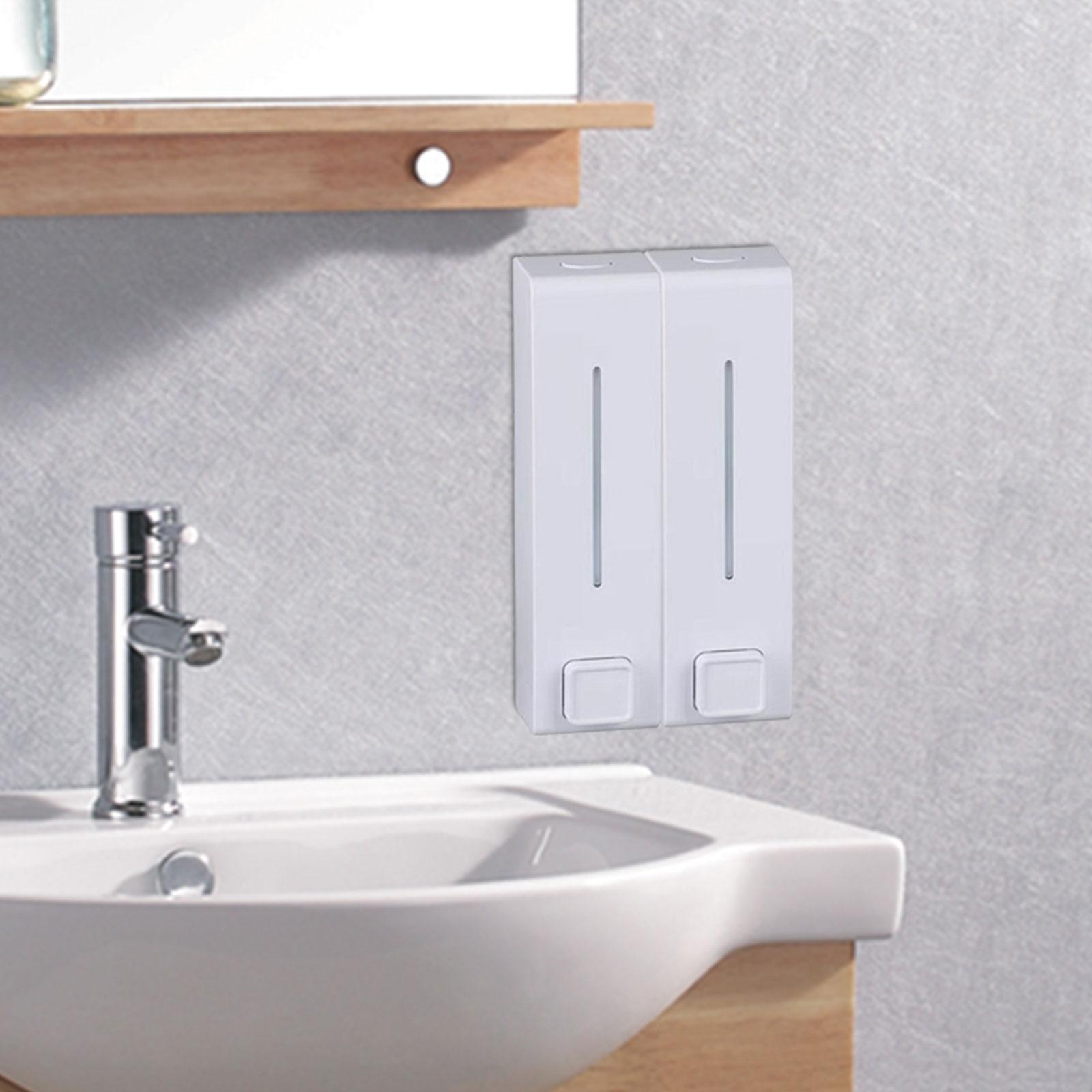 Shampoo Dispenser for Shower Wall,Wall Mounted Shower Soap Dispenser 2 Chamber,Refillable Shampoo Conditioner Pump Dispenser for Hotel Bathroom