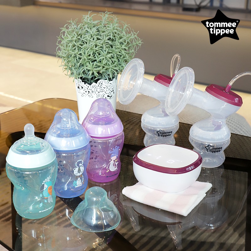 Bình sữa ty siêu mềm tự nhiên Tommee Tippee Closer to Nature 260ml, núm ty đi kèm 3-6 tháng – Tím