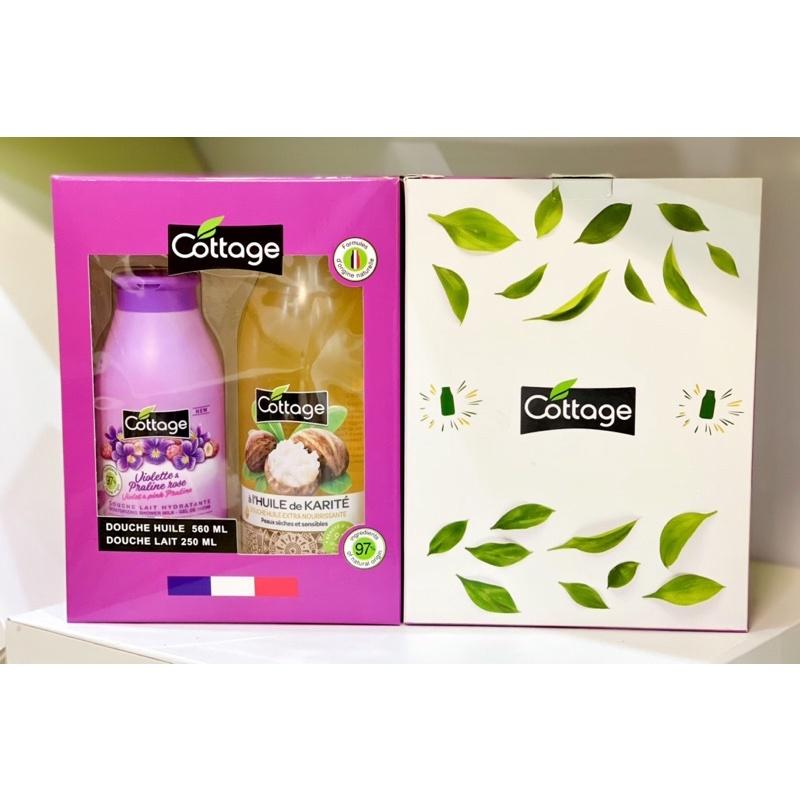 Combo Hộp Quà Tặng 2 Món sữa tắm Dưỡng ẩm Cottage 250ml Hương Violet và 560ml Hạt Bơ Mỡ