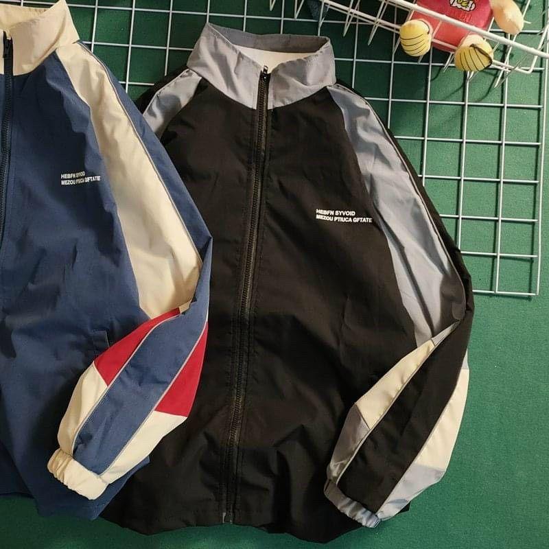 Áo Khoác Dù 2 lớp,Áo dù bomber thể thao phối sọc màu in chữ nổi unisex nam nữ Form Rộng kiểu jacker Phong Cách Ulzzang