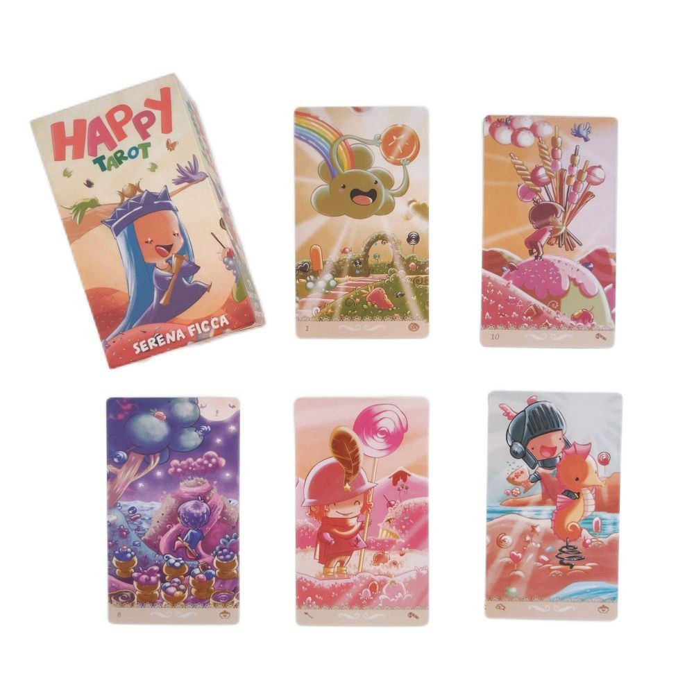 [Size Gốc] Bộ Bài Happy Tarot 78 lá 7x12 cm tặng link hướng dẫn tiếng việt và đá thanh tẩy