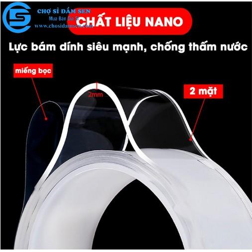 1 cuộn băng keo 2 mặt trong suốt chất liệu silicon siêu dính keonano