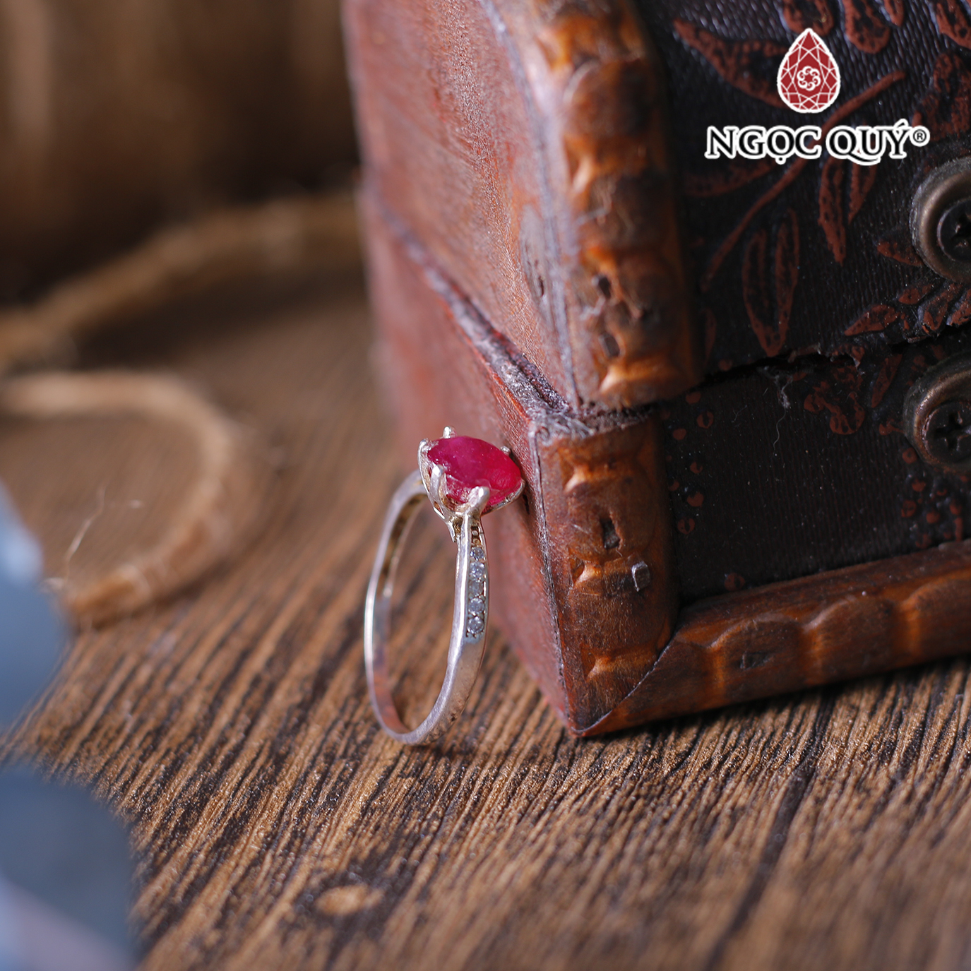 Nhẫn bạc nữ ruby hồng ngọc đường kính 16 mm mệnh hỏa ,thổ - Ngọc Quý Gemstones