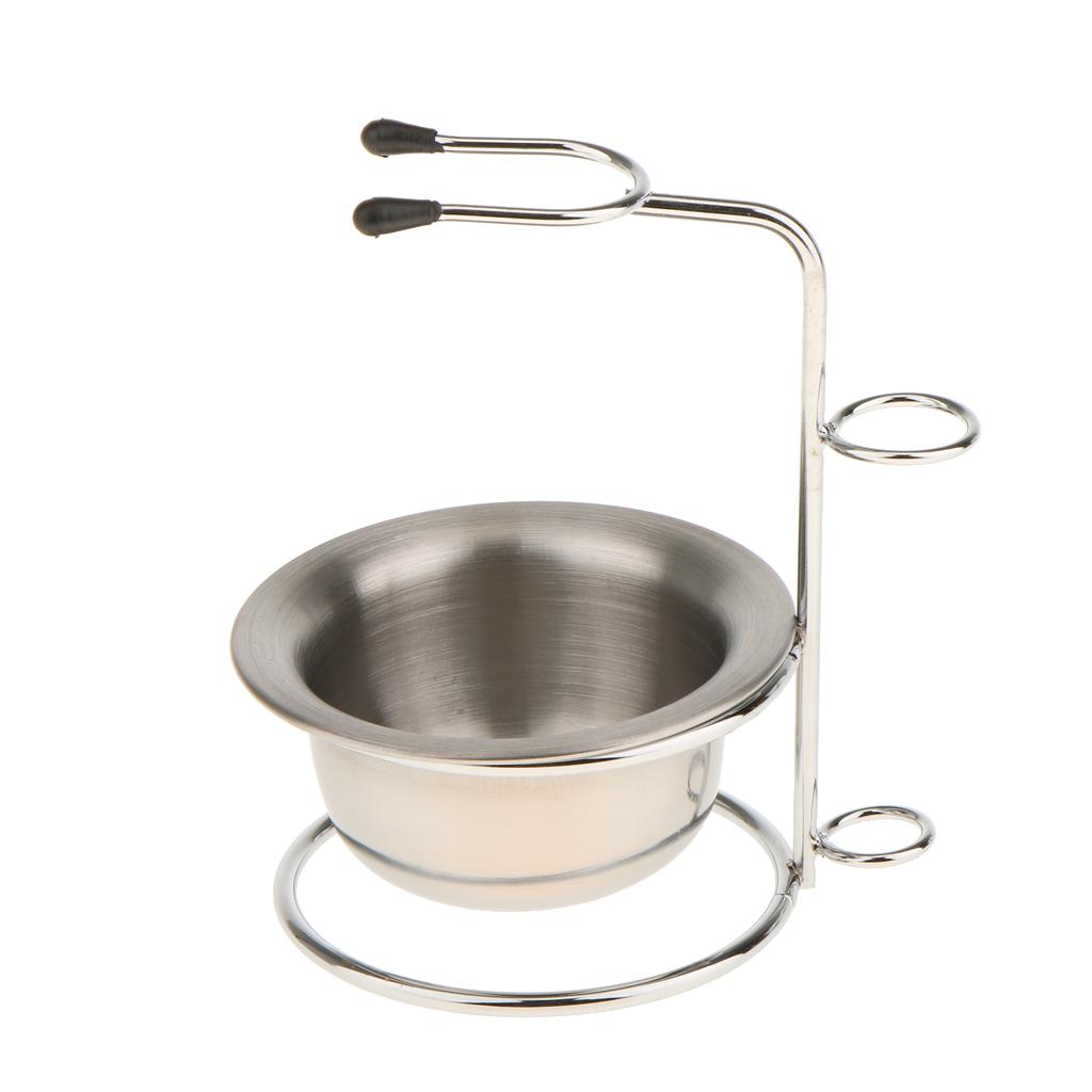 Alloy Shaving Brush Stand Holder + Shave Mug Bowl Set