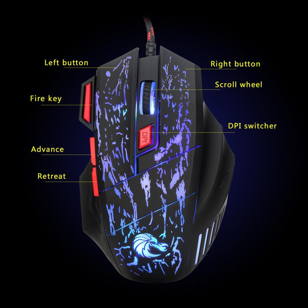 5500DPI Adjustable Optical Wired Gaming Mouse for Gamer 7Button Laptop USB#2