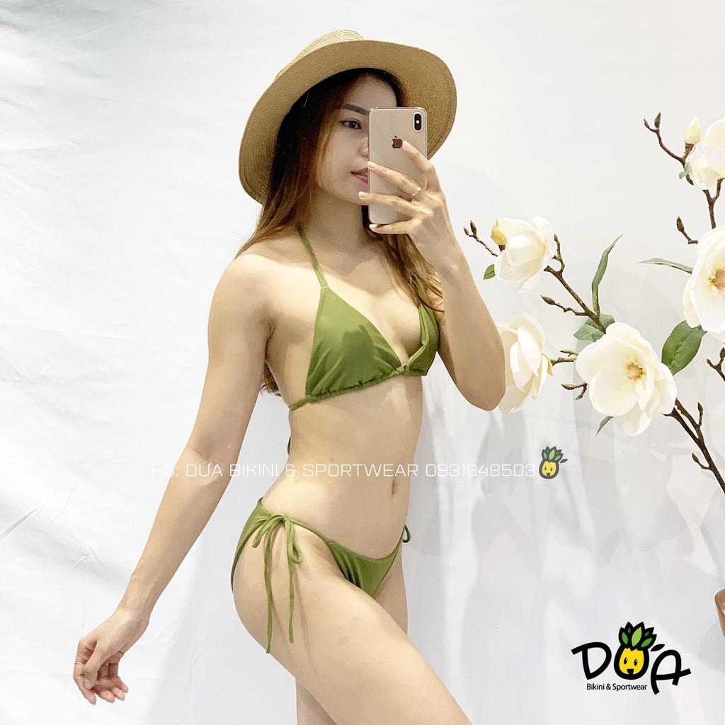 Bikini cặp đi biển sexy màu xanh rêu  ( có ảnh khách feeback)