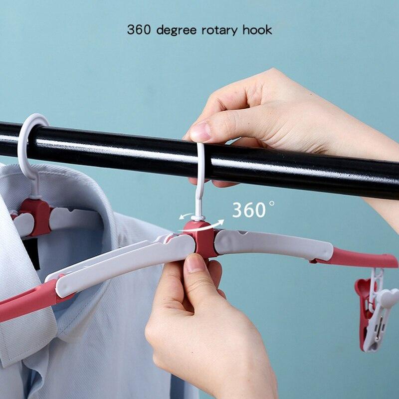 6 Pcs Travel Hangers with Clips Portable Folding Clothes Hangers for Scarves Suits Trousers Pants Shirts Socks Underwear Hanger